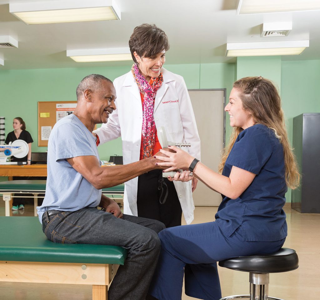 Dr. Barbara Doucet, pictured here, partnered with the Christopher and Dana Reeve Foundation to offer a free clinic to patients recovering from debilitating strokes.